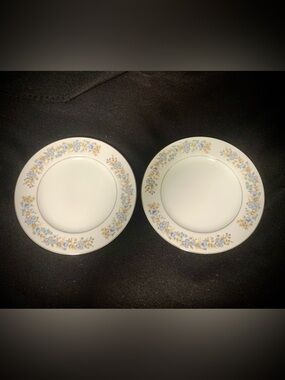(2) Vintage Oxford “Blue Heaven” Bread & Butter Plates Bundle Blue Floral China